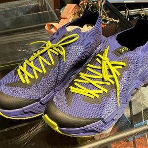 John Fluevog Purple/Indigo and Chartreuse Sneakers Velocity Prism Size 11